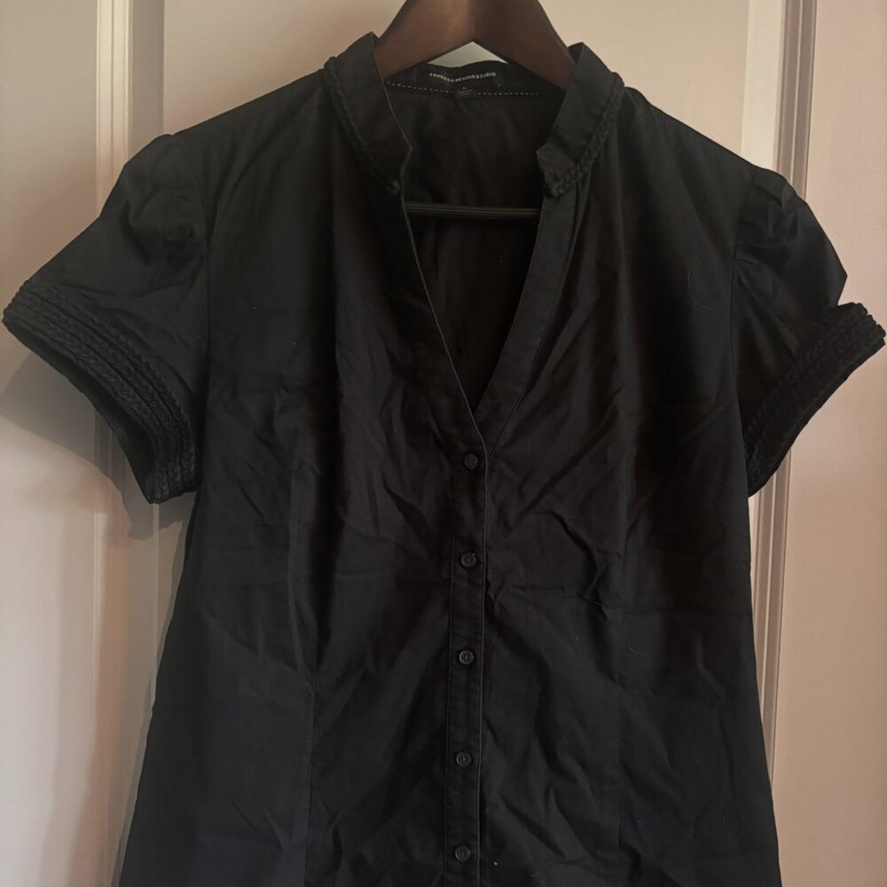 Express Black Short Sleeve Button Down Shirt